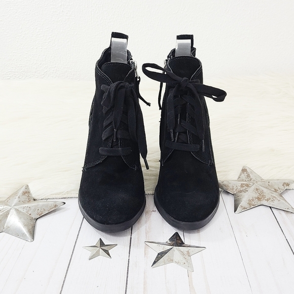Dolce Vita Seiko lace up black suede boots block heel size 9 - Picture 2 of 10